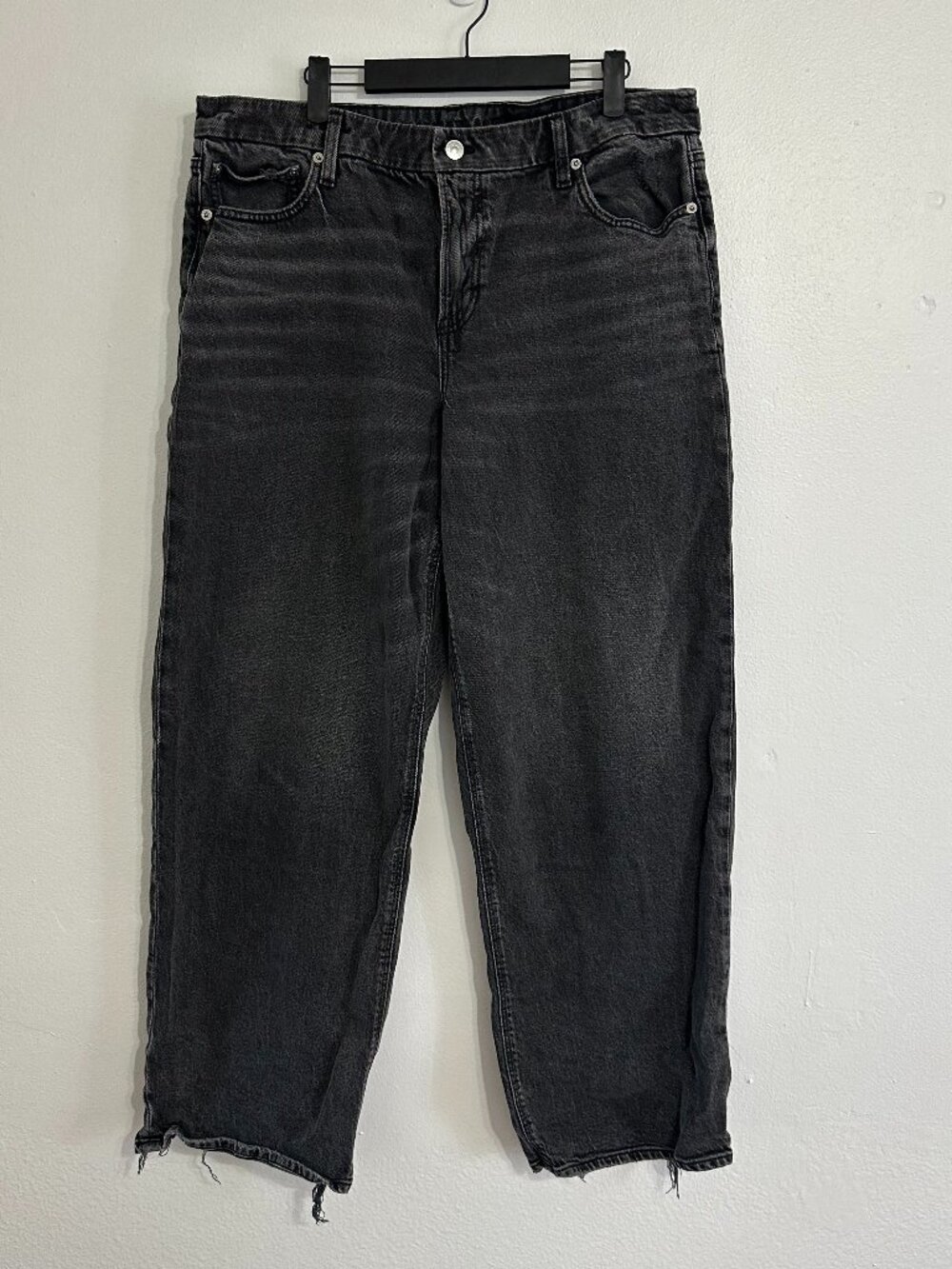 American Eagle Black Raw Hem Jeans Size 16 Long